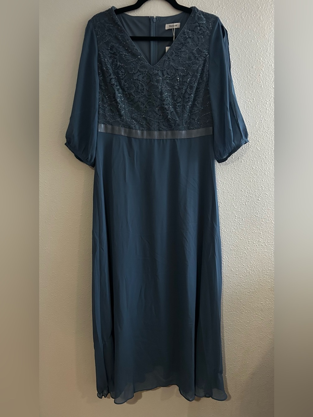 Wedtrend Embellished V-Neck Maxi Dress in Dusty Blue